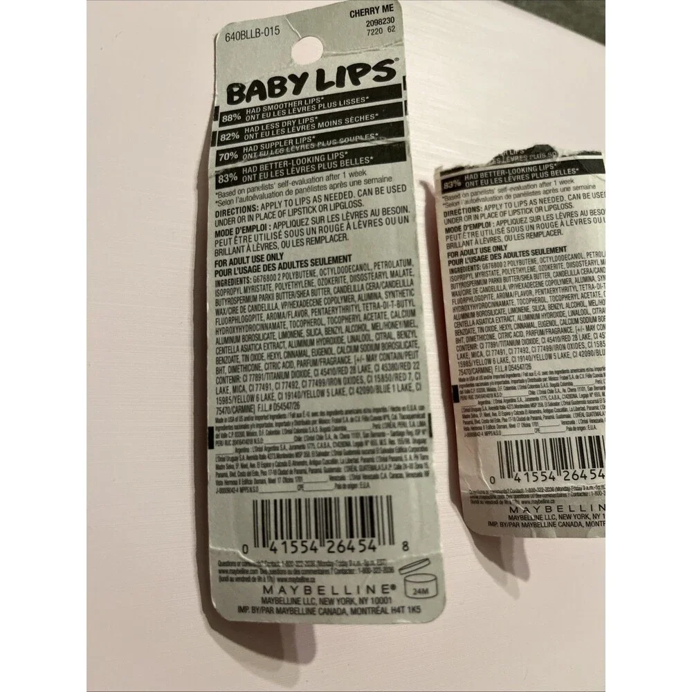 Lot of 2 Maybelline New York Baby Lips 15 Cherry Me Glow Balm 2098230 New Sealed
